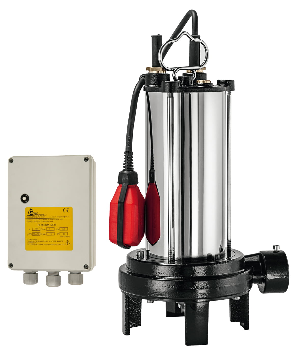 Pompe de relevage eaux charg&eacute;es en inox JETLY - SEMISOM 125 GR - 31&nbsp;m - 6.5&nbsp;m&sup3;/h - 1" 1/2 (40 mm)