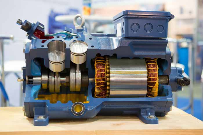 Coupe d'une pompe à eau électrique